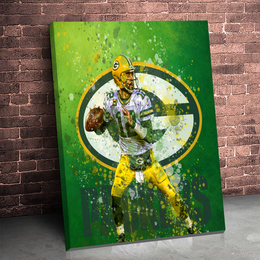 Green Bay Packers Canvas Painting - Aaron Rodgers Davante Adams