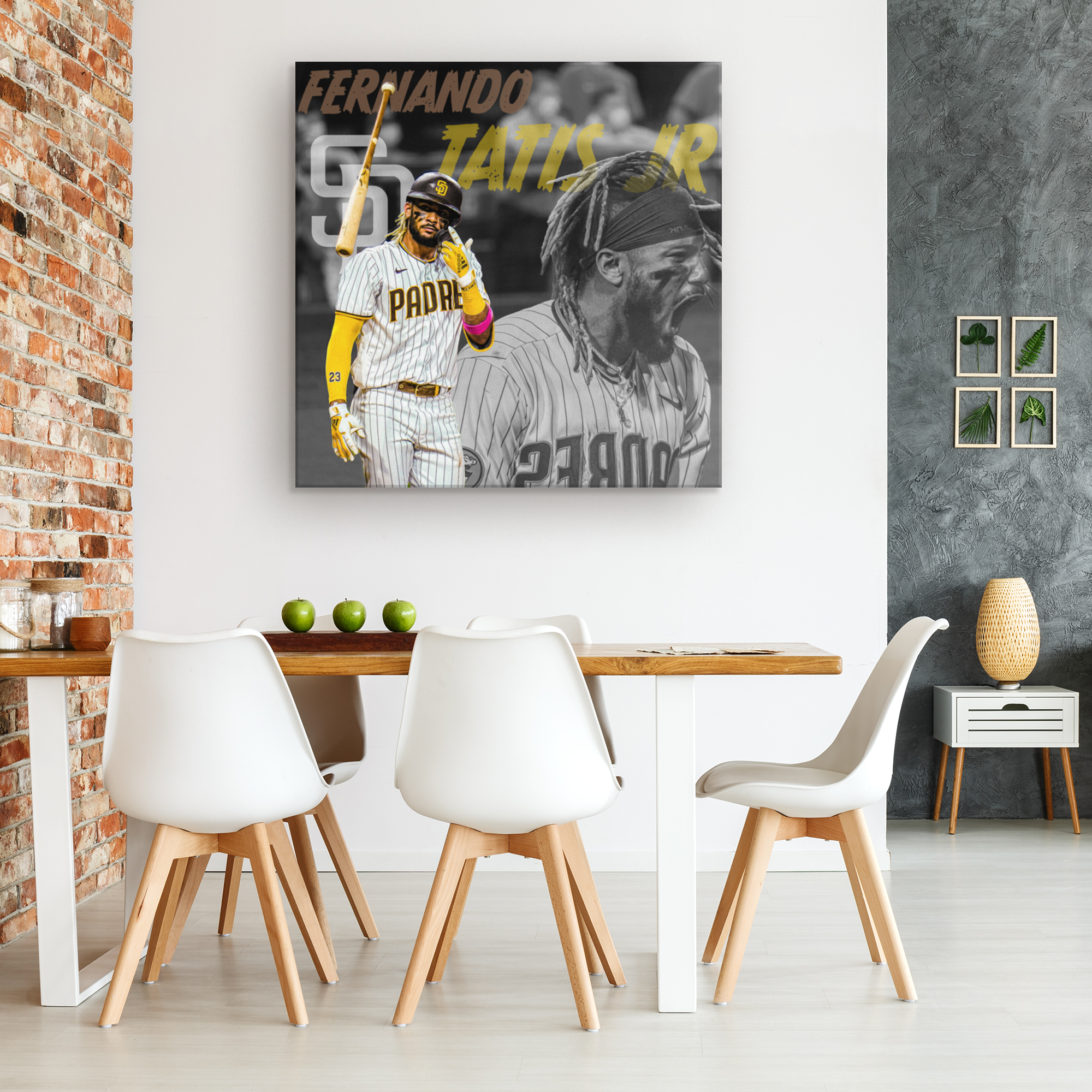 Fernando Tatis Jr Poster Baseball Portrait Art Canvas Wall Art